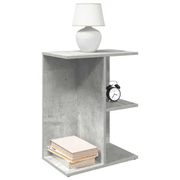 Gossi noptiere 2 buc beton gri 46,5x29x61 cm lemn prelucrat