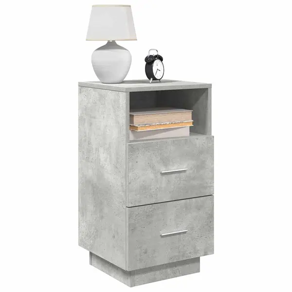 Gossi noptiere 2 buc cu 2 sertare gri beton 36x36x68 cm
