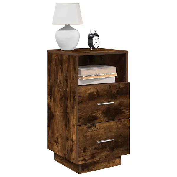 Gossi noptiere 2 buc cu 2 sertare stejar afumat 36x36x68 cm