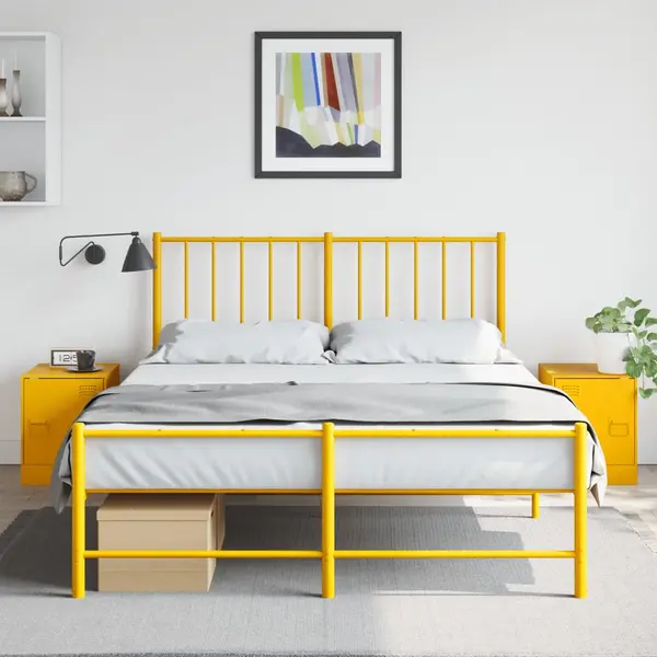 Gossi noptiere, 2 buc., galben mustar, 34,5x39x44 cm, otel