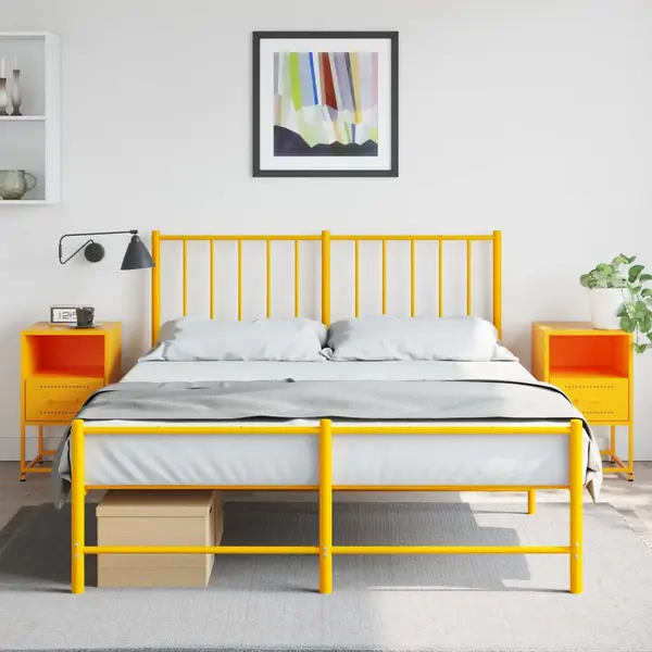 Gossi noptiere, 2 buc., galben mustar, 36x39x60,5 cm, otel