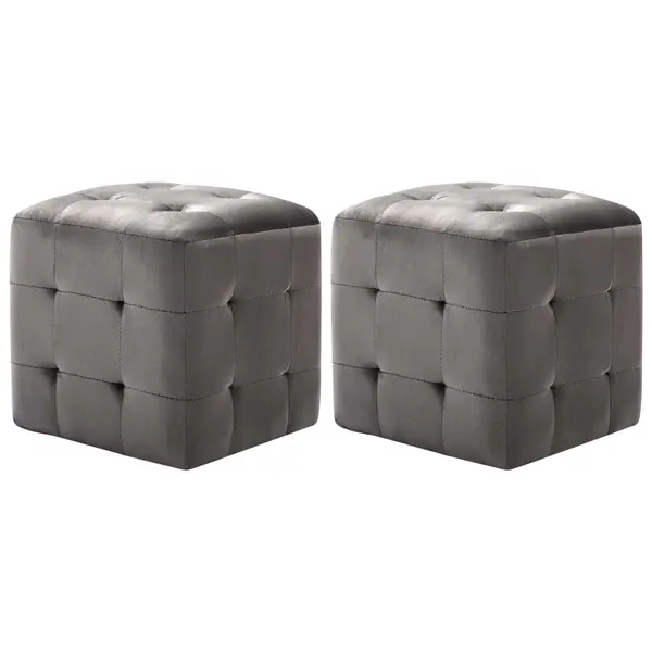 Gossi noptiere, 2 buc., gri, 30 x 30 x 30 cm, tesatura din catifea