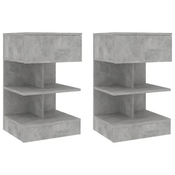 Gossi noptiere, 2 buc., gri beton, 40x35x65 cm