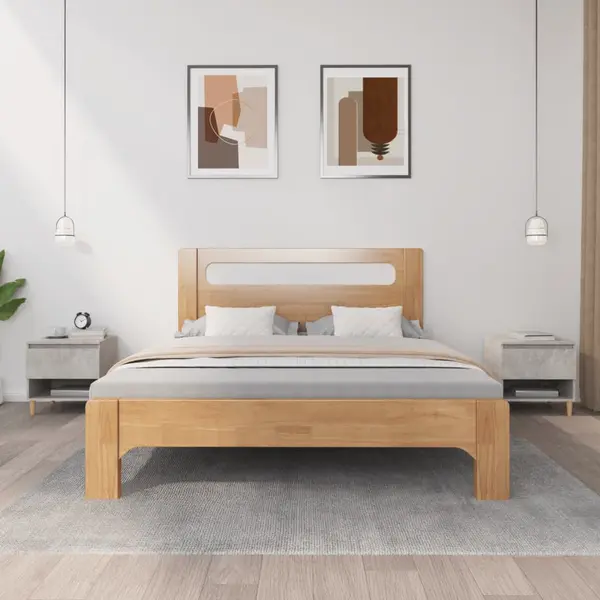 Gossi noptiere, 2 buc., gri beton, 50x46x50 cm, lemn prelucrat