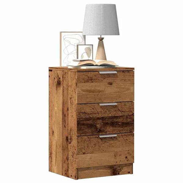 Gossi noptiere, 2 buc, lemn invechit, 40x36x65 cm, lemn prelucrat