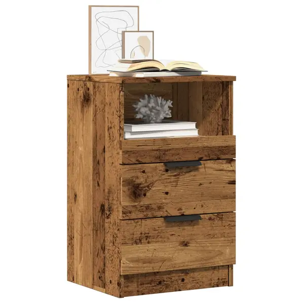Gossi noptiere, 2 buc, lemn invechit, 40x36x65 cm, lemn prelucrat