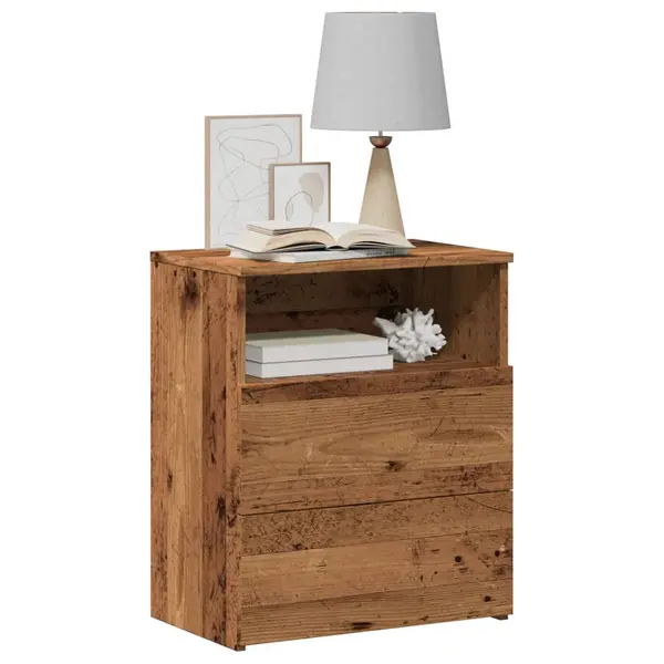 Gossi noptiere, 2 buc, lemn invechit, 50x32x60 cm, lemn prelucrat