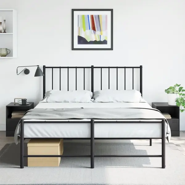 Gossi noptiere, 2 buc., negru, 34,5x39x44 cm, otel