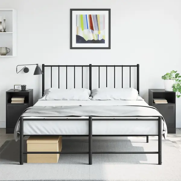 Gossi noptiere, 2 buc., negru, 34,5x39x62 cm, otel