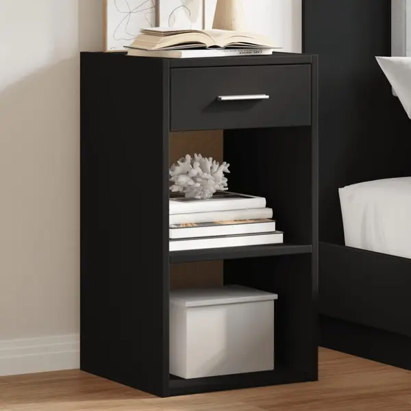 Gossi noptiere, 2 buc., negru, 35x34x65 cm, lemn prelucrat