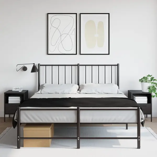 Gossi noptiere, 2 buc., negru, 36x39x50,5 cm, otel laminat la rece