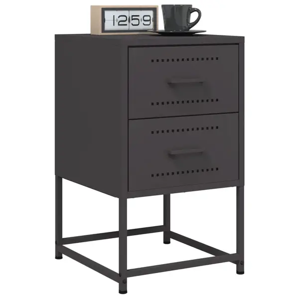 Gossi noptiere, 2 buc., negru, 36x39x60,5 cm, otel