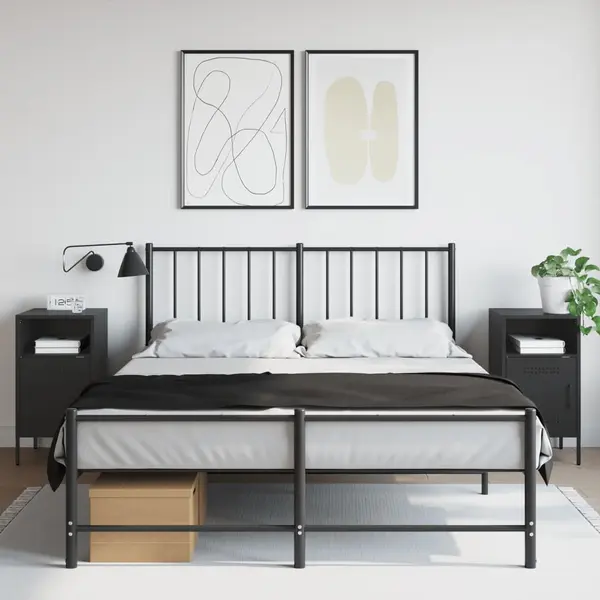 Gossi noptiere, 2 buc., negru, 36x39x68 cm, otel laminat la rece