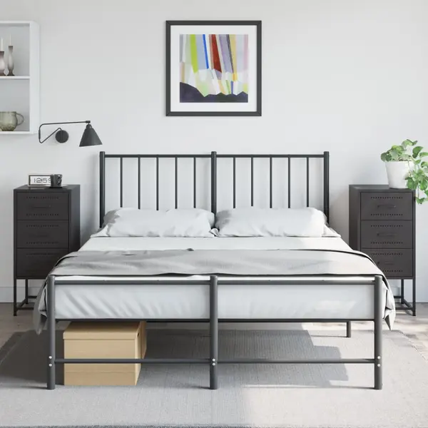 Gossi noptiere, 2 buc., negru, 36x39x78 cm, otel