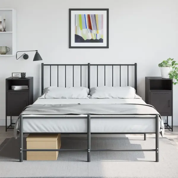 Gossi noptiere, 2 buc., negru, 36x39x78 cm, otel