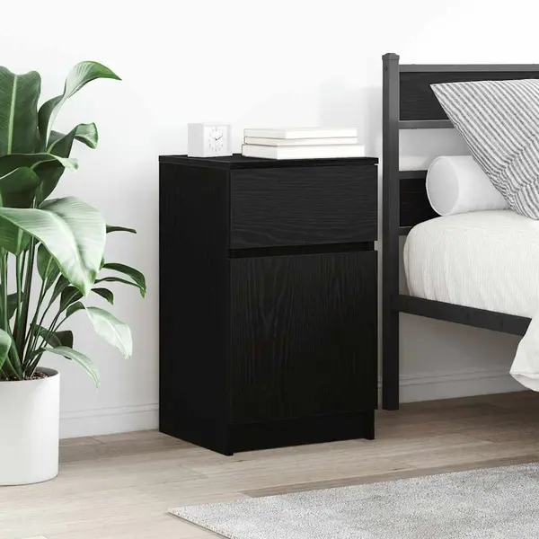 Gossi noptiere, 2 buc., negru, 39x35x65 cm, lemn prelucrat