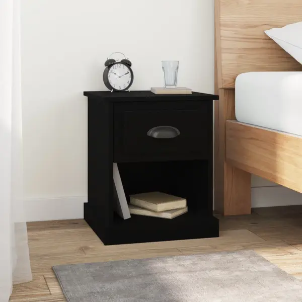 Gossi noptiere, 2 buc, negru, 39x39x47,5 cm, lemn prelucrat