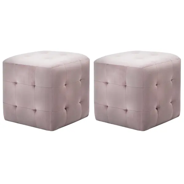 Gossi noptiere, 2 buc., roz, 30 x 30 x 30 cm, tesatura din catifea