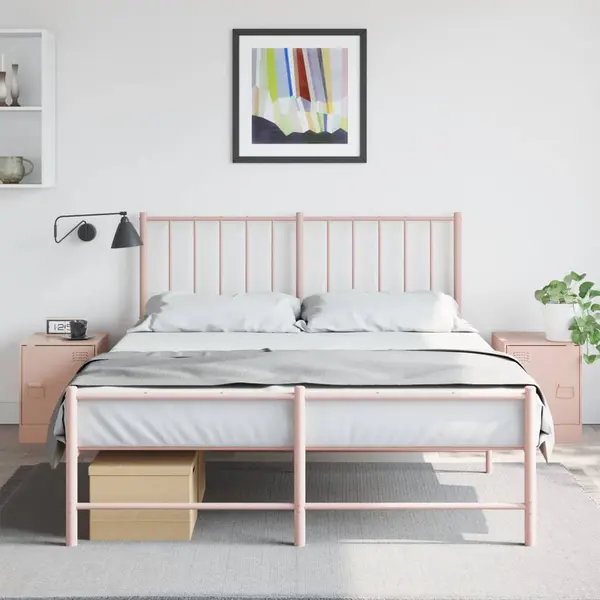 Gossi noptiere, 2 buc., roz, 34,5x39x44 cm, otel