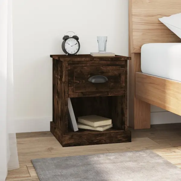 Gossi noptiere, 2 buc., stejar afumat, 39x39x47,5 cm, lemn prelucrat