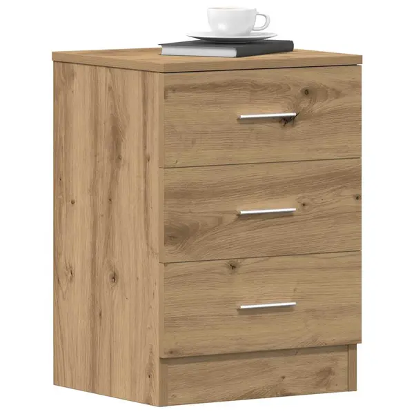 Gossi noptiere, 2 buc., stejar artizanal, 38x35x55 cm, lemn prelucrat