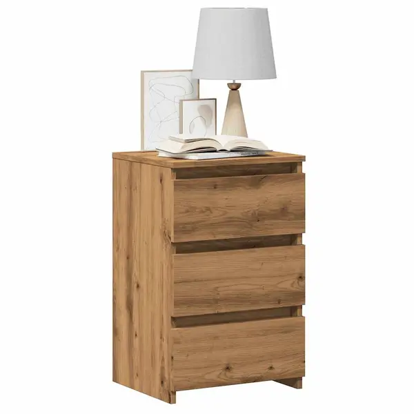 Gossi noptiere, 2 buc., stejar artizanal 40x35x62,5 cm lemn prelucrat