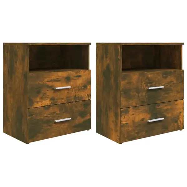 Gossi noptiere, 2 buc., stejar fumuriu, 50x32x60 cm