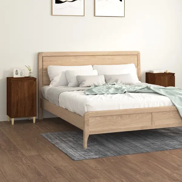 Gossi noptiere, 2 buc., stejar maro, 40x35x70 cm, lemn prelucrat