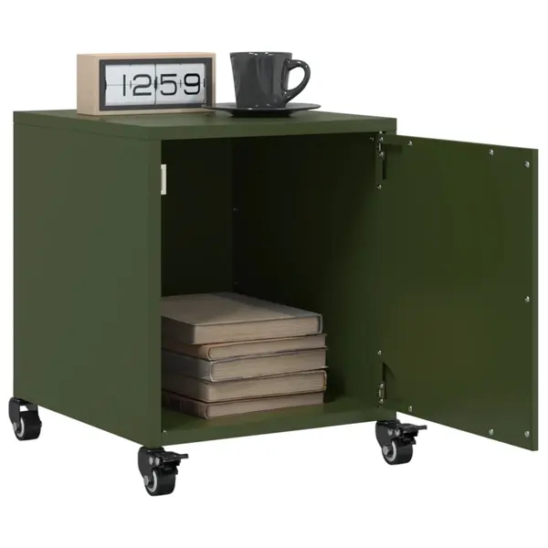 Gossi noptiere, 2 buc., verde olive, 36x39x43,5 cm, otel