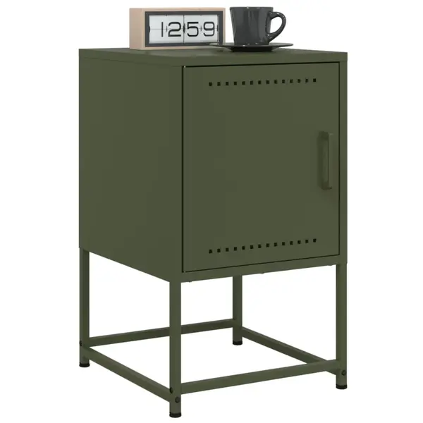 Gossi noptiere, 2 buc., verde olive, 36x39x60,5 cm, otel