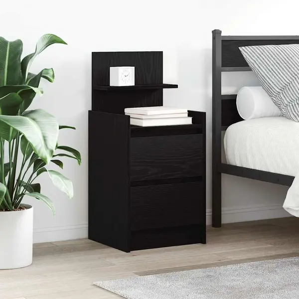 Gossi noptiere cu 2 sertare 2 buc negru 38x34x80 cm