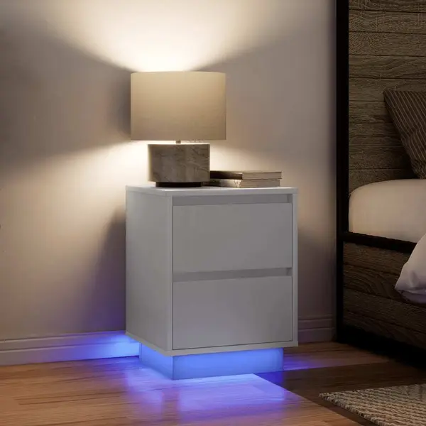 Gossi noptiere cu lumini led 2 buc alb 38x34x50 cm