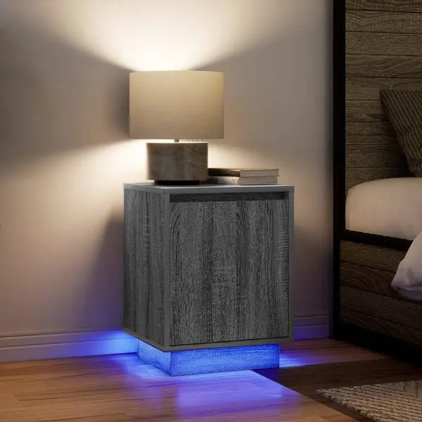 Gossi noptiere cu lumini led 2 buc gri sonoma 38x34x50 cm