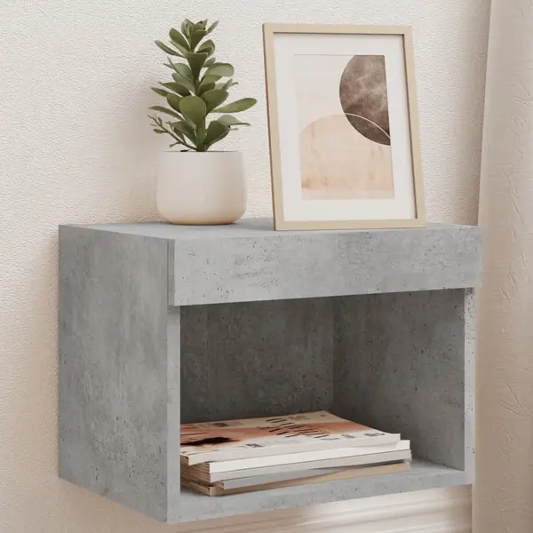 Gossi noptiere cu lumini led montate pe perete, 2 buc., gri beton
