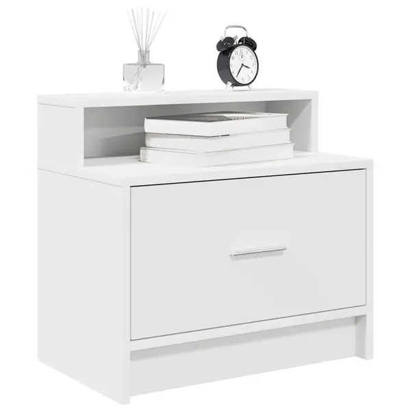 Gossi noptiere cu sertar 2 buc alb 51x31x47 cm