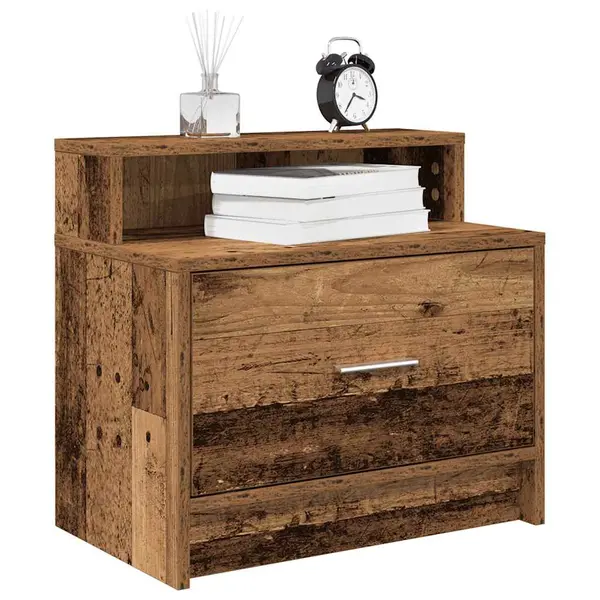 Gossi noptiere cu sertar 2 buc lemn vechi 51x31x47 cm