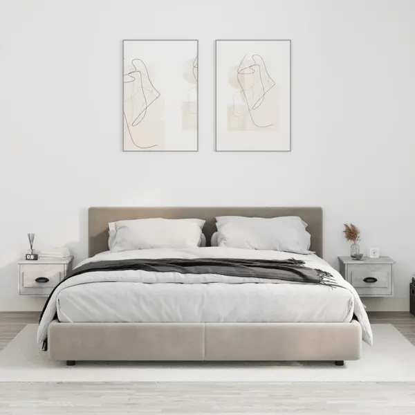 Gossi noptiere de perete, 2 buc., gri beton, 41,5x36x28 cm