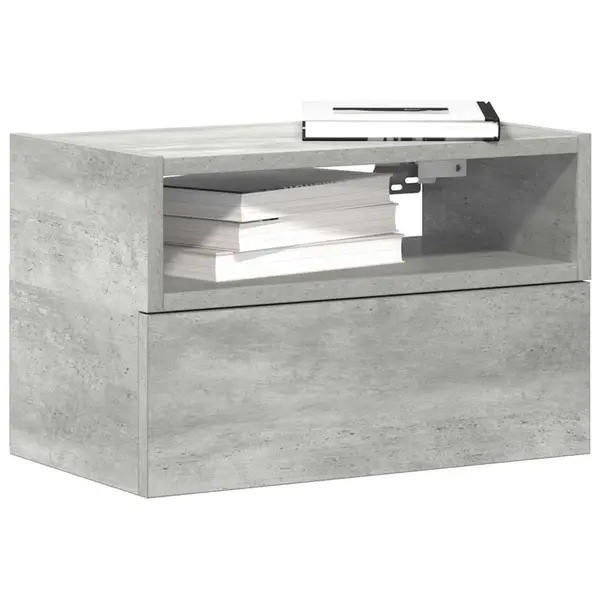 Gossi noptiere de perete, 2 buc., gri beton, 45x26x28,5 cm