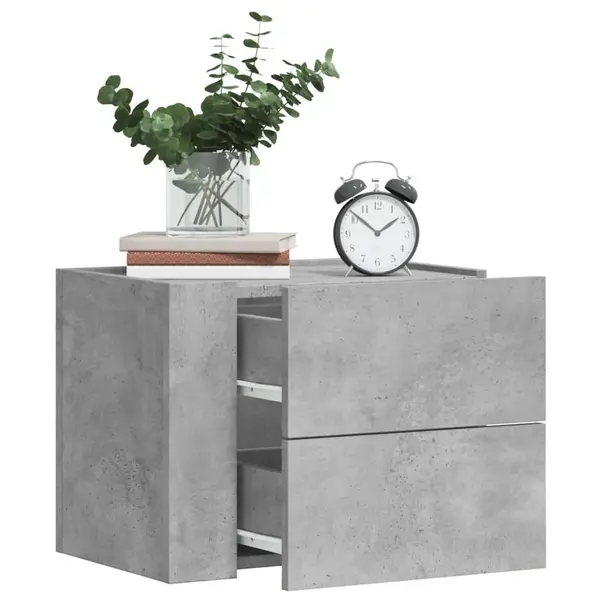 Gossi noptiere de perete, 2 buc., gri beton, 45x30x35 cm