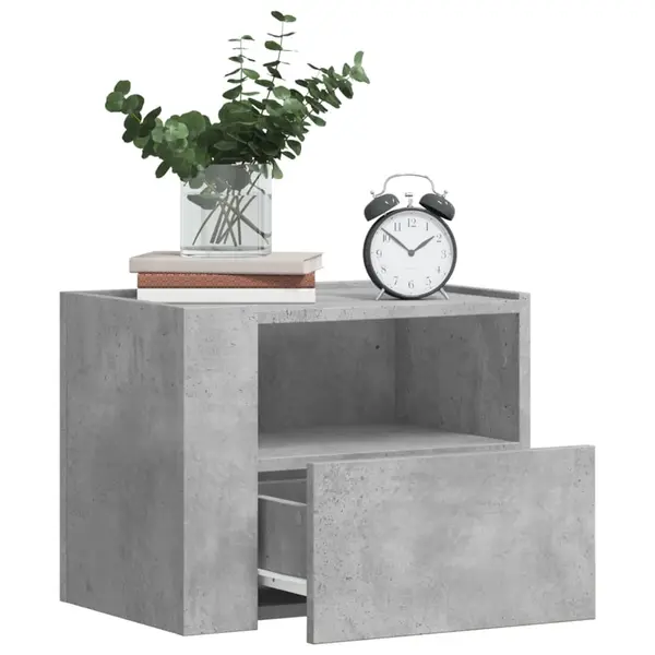 Gossi noptiere de perete, 2 buc., gri beton, 45x30x35 cm