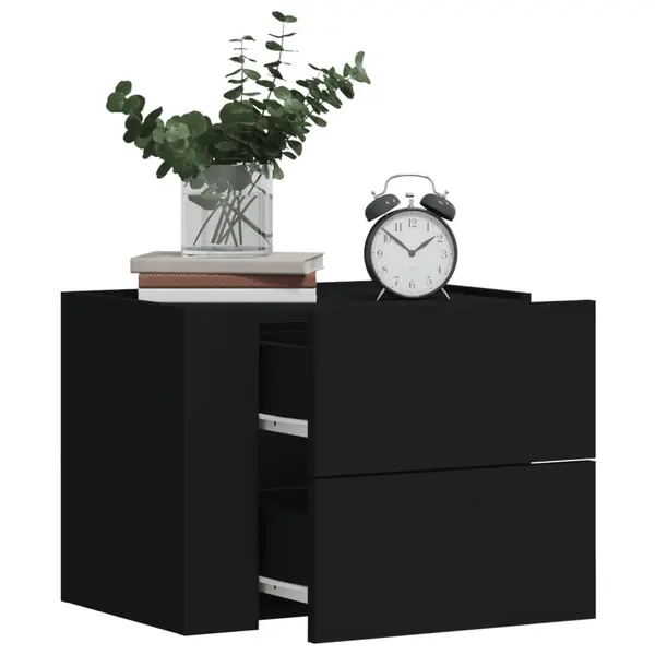 Gossi noptiere de perete, 2 buc., negru, 45x30x35 cm