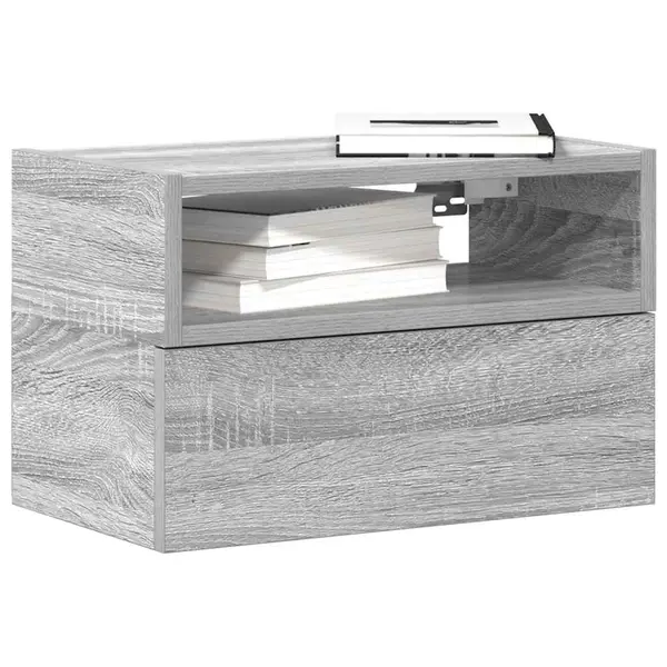Gossi noptiere de perete, 2 buc., sonoma gri, 45x26x28,5 cm
