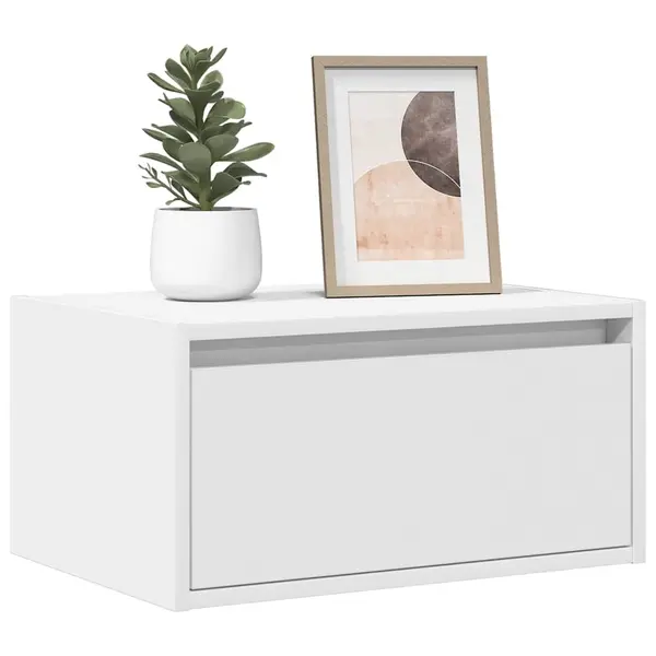 Gossi noptiere montate pe perete cu lumini led, 2 buc., alb
