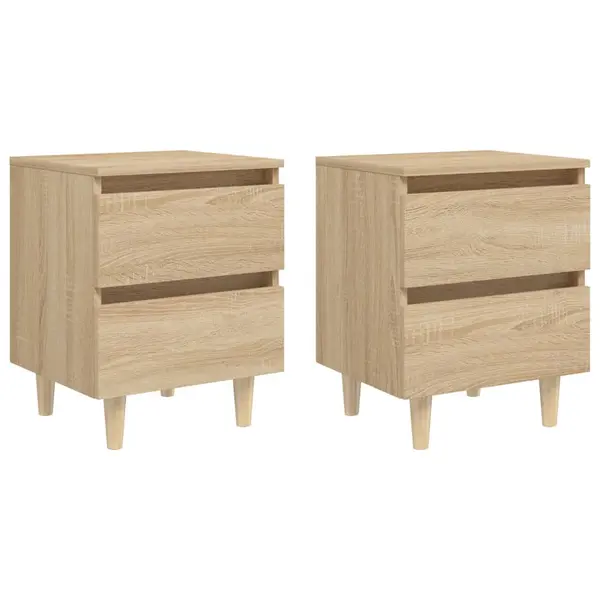 Gossi noptiere picioare lemn masiv pin 2 buc stejar sonoma 40x35x50cm