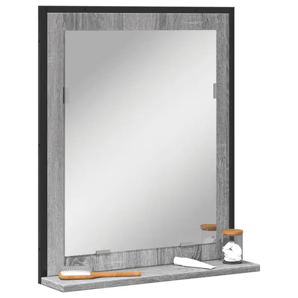 Gossi oglinda baie cu raft gri sonoma 50x12x60 cm lemn prelucrat
