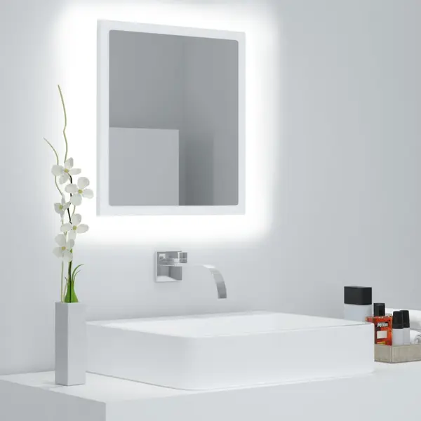 Gossi oglinda de baie cu led, alb, 40x8,5x37 cm, acril