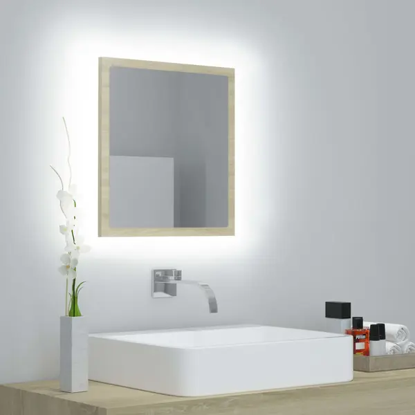 Gossi oglinda de baie cu led, stejar sonoma, 40x8,5x37 cm, acril