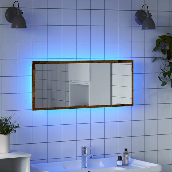 Gossi oglinda de baie led lemn vechi, 100x8,5x37 cm lemn prelucrat