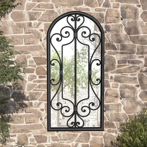 Gossi oglinda de gradina, negru, 100x45 cm, fier, uz exterior
