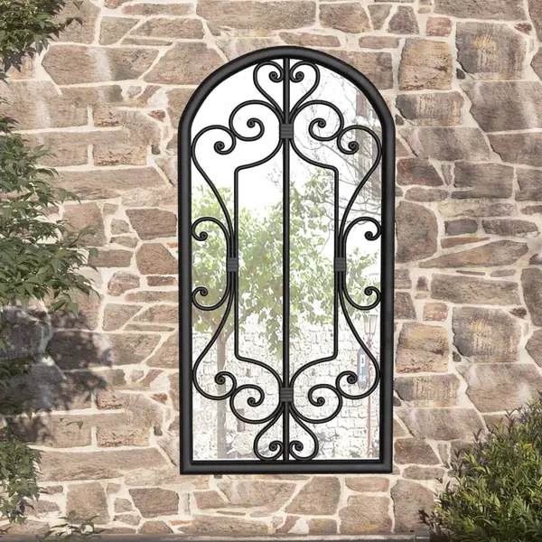 Gossi oglinda de gradina, negru, 70x30 cm, fier, uz exterior